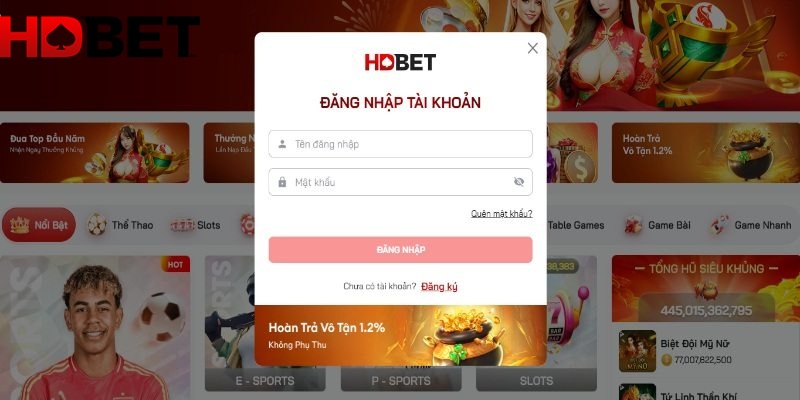 Đăng nhập vào tài khoản HDBET